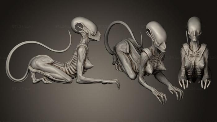 Figurines heroes, monsters and demons (Alien sphinx, STKM_0553) 3D models for cnc